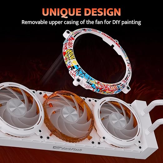 darkFlash DE360 All-in-one Liquid CPU Cooler, 2.88” LCD Screen with 480 * 480 Resolution, ARGB Sync, PWM Fans 360mm Radiator, CPU PC Aio Cooler Compatible with Intel 1851/1700, AMD AM4/AM5 (White)