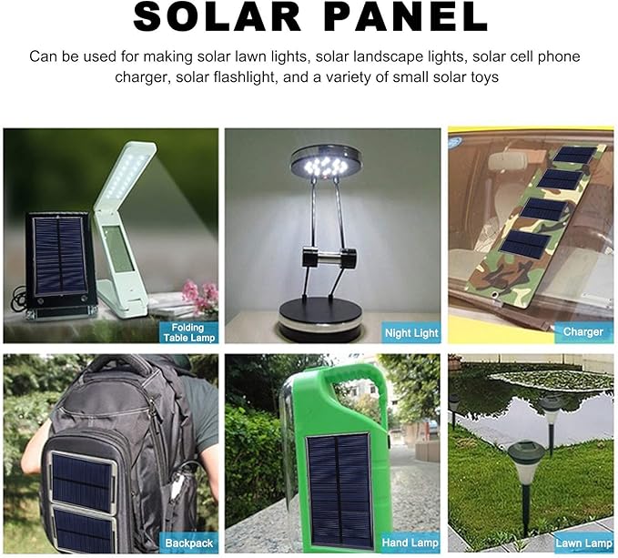 1W 6V Mini Solar Panel, 3PCS Polysilicon Cell Charger Module with 30cm Cable for Solar Lawn Lights Solar DIY System Kit