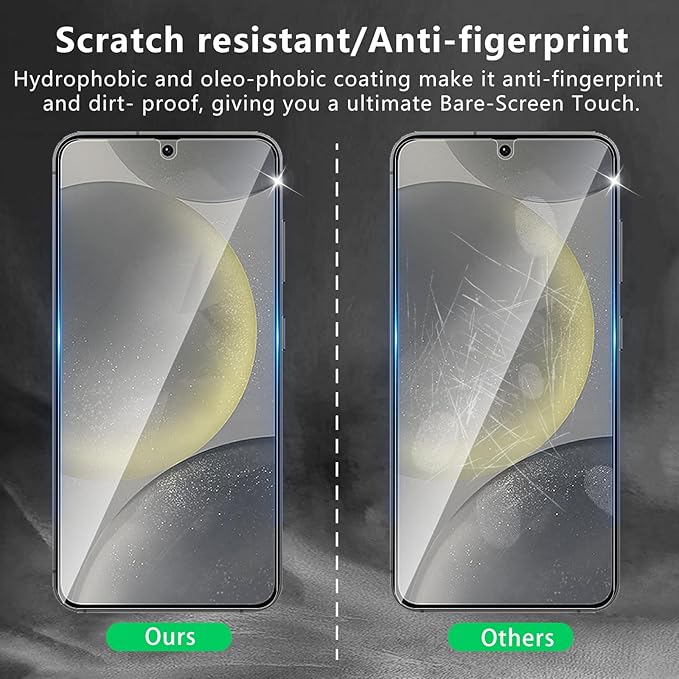 3 Pack Screen Protector Designed for Galaxy S24 Plus with 3 Pack Tempered Glass Camera Lens Protector,Ultra HD Clear,9H Hardness,Easy Install - Case Friendly,Scratch Resistant