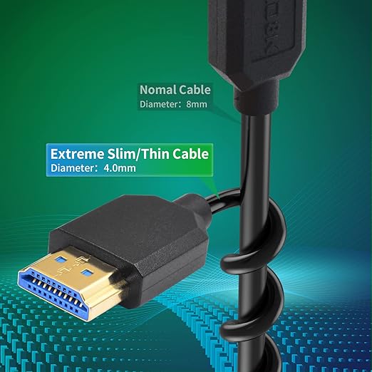 Duttek 90 Degree HDMI Coiled Cable 8K, Extreme Thin Down Angled HDMI Male to Male Coiled Cable, Short HDMI Cable High Speed 48Gbps Support 8K@60Hz 4K@120 for TV/Xbox /PS4 /PS5 4FT/1.2M