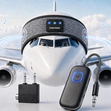 Bluetooth Transmitter with Sleep Headphones for TV and Airplane
