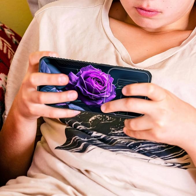 for Galaxy S26 Plus Case Built in Slide Camera Lens Cover,Heavy Duty Shockproof Protection Dual Layer Case for Samsung Galaxy S26 Plus 6.7" 2026,Purple Flower Rose