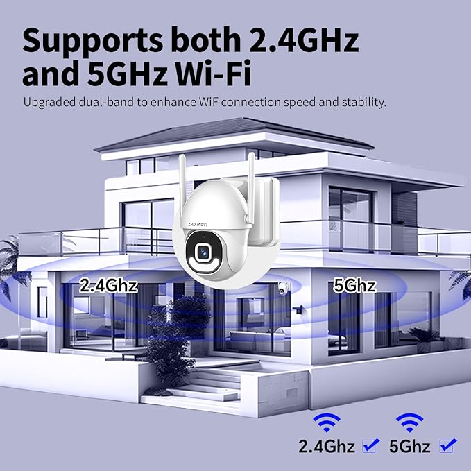 2K Security Cameras Outdoor Wired, 5G/2.4G WiFi Cameras with Color Night Vision, PIR Motion Detection, Two-Way Voice, 360° View Pan/Tilt for Outdoor Area, Parking Lot, Home Security