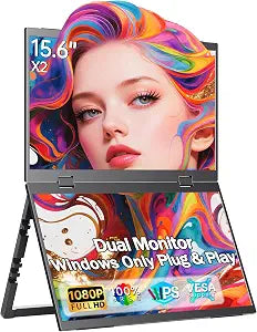 Portable Dual Monitor 15.6" FHD Foldable USB‑C Laptop Screen Extender