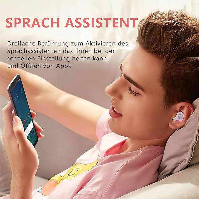 Kids Wireless Earbuds, Bluetooth 5.1 Headphones with Charging Case IPX5 Waterproof Touch Control Clear Stereo Ear Buds Built-in Mic, 36hrs Playtime Auto Pairing Earphones for Kids Women.