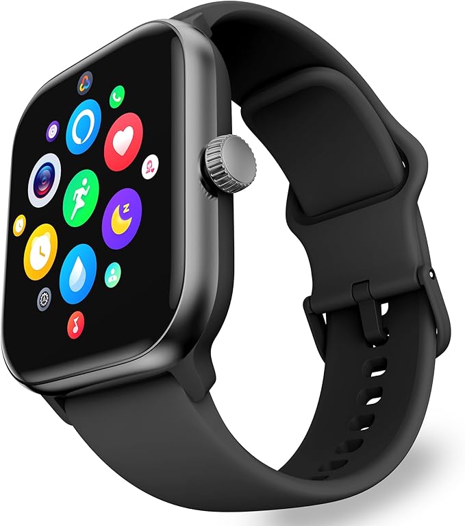 OCTANDRA Pulse 2 VeryFit Smart Watches for Men Women, Alexa Built-in 1.85" AMOLED Screen IP68 Fitness Tracker Watch, Body Energy/Heart Rate/Oxygen Saturation/Stress/Step/Sleep Monitor (GTX10) (Black)