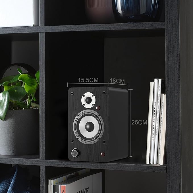 LONPOO 100W Hi-Fi Powered Bookshelf Speakers - Bluetooth 5.3 Active Monitors with 1" Silk Tweeter & 4" Aluminum Woofer, DSP Audio Optimization for TV, Record Player & Home Theater