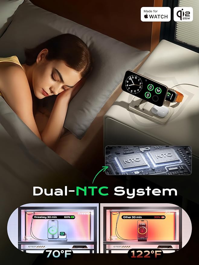 Premium 3-in-1 Qi2 Wireless Charging Station – 25W Fast Charge for iPhone, Apple Watch & AirPods | Sand