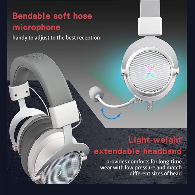 FOXXRAY HAU-37 USB Gaming Headset for PC, Computer Headphones with Microphone, 7.1 Surround Sound, 50MM Dynamic Drivers, RGB Light, Wired Headphones for PS4, PS5, Laptop