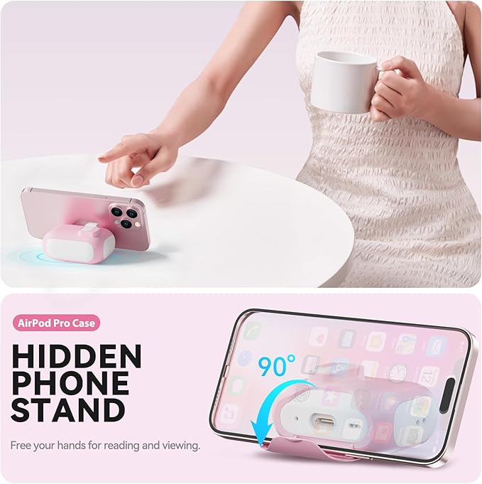 for AirPods Pro 2 Case with Safety Lock & Phone Stand, Auto Opening AirPods Pro Case Cover Compatible with Airpods Pro 2nd/1st Generation Cases for Women Girly with Cleaner,Lanyard, Drop Protective