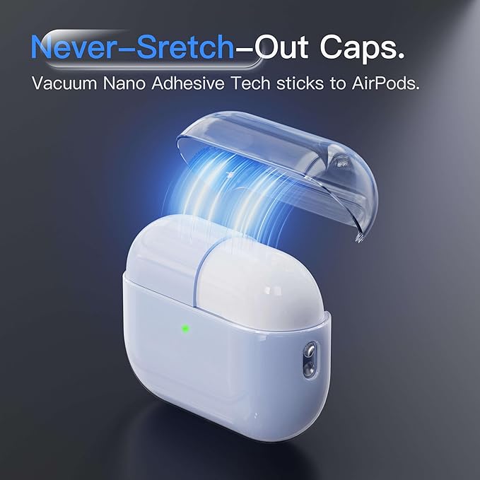 Case for AirPods Pro 2 Never-Sretch-Out DamonLight Shock-Proof Protective Semi Hard Silicone Case Compatible with Apple Airpods Pro 2nd Generation (Pale Blue)