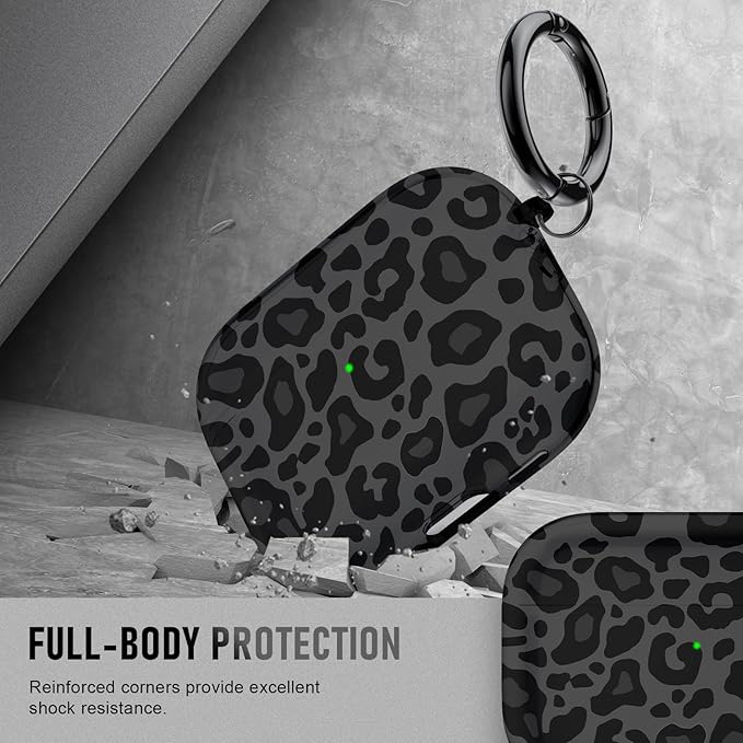 for AirPods Pro 3 Case (2025) with Cleaner Kit, Cute Soft Silicone Cover Compatible AirPods Pro 3rd Genera case with Keychain for Women Men with Keychain for Airpod Pro case(2025) Black Leopard Print