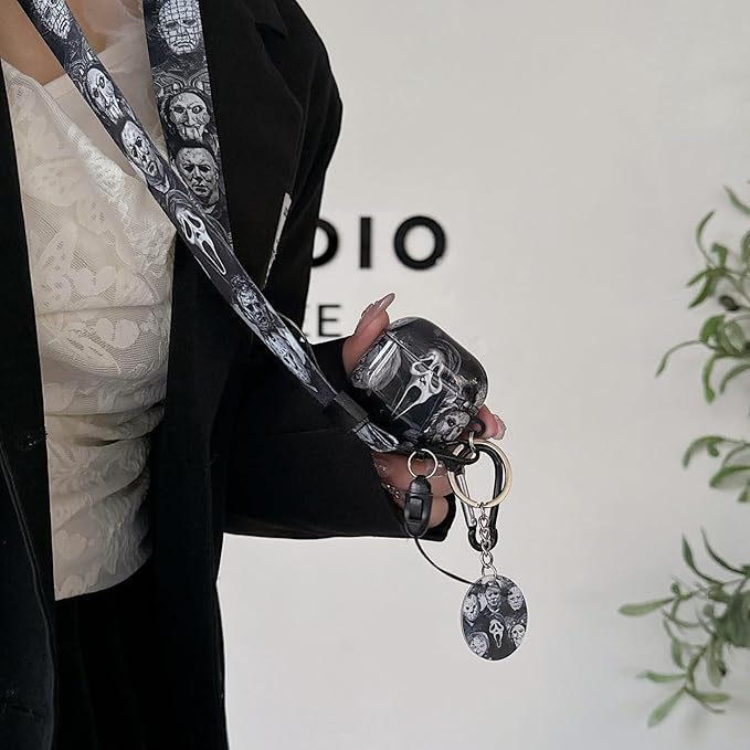 Cool Scream Pattern Pro 2 Case 2022 with Durable IMD Printing Technology and PET Layer，with Horror Keychain Clip Carabiner and Lanyard，Designed for Those who Like Thrilling Horror Themes Black