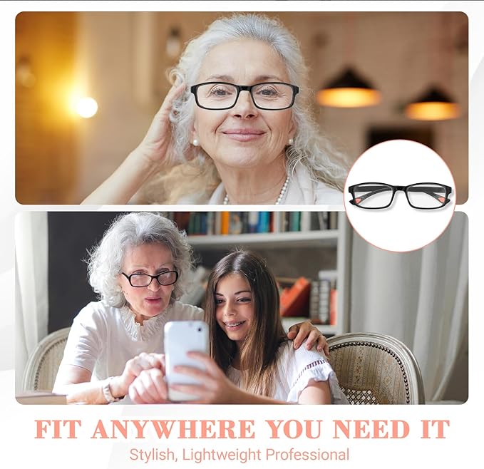 2 Pcs Auto Focus Glasses, Automatic Zoom Reading Intelligent Self Adjusting Presbyopia Anti-Blue Light Glass Adjustable Presbyopic Color-Changing Smart Look Far And Near For Men Women(Black)