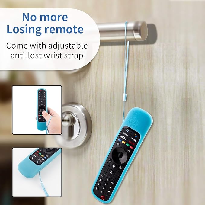 2 Pack LG Magic Remote Cover - Silicone Protective Case for LG Smart TV Remote Controller MR21/22/23 - Shockproof, Anti-Slip, Anti-Lost Loop, Glow in The Dark (Glow Green + Glow Blue)