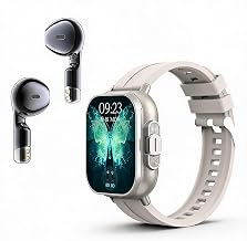 Zopsc Smart Watch with Earbuds, 2.01 Inch HD Touch Screen 2 in 1 Smartwatch for iOS for Android, Sport Fitness Tracker Watch with Bluetooth Earbuds for Men Women (Silver) - Image 1