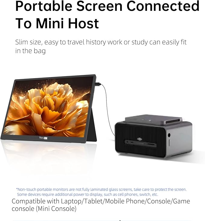 10.5" Portable Monitor, 3:2 1280P FHD IPS Display with HDR10, 420 Nits 60Hz, Dual USB-C & Mini HDMI, Adjustable Stand, Ultra-Slim Mini Screen for Laptop PC Phone Game Consoles Raspberry Pi