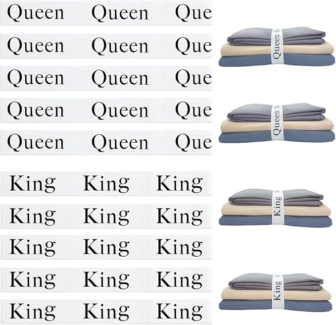 10 Pieces Bed Sheet Organizer Bands, Sheet Organizers and Storage Label Bands, Sheets Organizer for Closet, Sheet Label for Bedding, Sheet Keepers Linen Labels Bedding (White, 10Pcs)