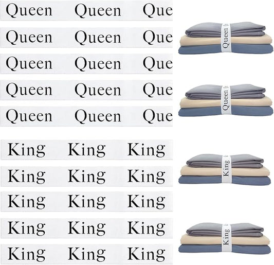 10 Pieces Bed Sheet Organizer Bands, Sheet Organizers and Storage Label Bands, Sheets Organizer for Closet, Sheet Label for Bedding, Sheet Keepers Linen Labels Bedding (White, 10Pcs)
