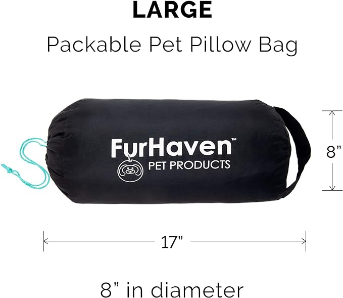 FurHaven Outdoor Travel Dog Bed for Large Dogs, Lightweight Trail Pup Travel Pillow Mat with Stuff Sack, Machine Washable & Foldable, Large, Aqua/Granite Gray