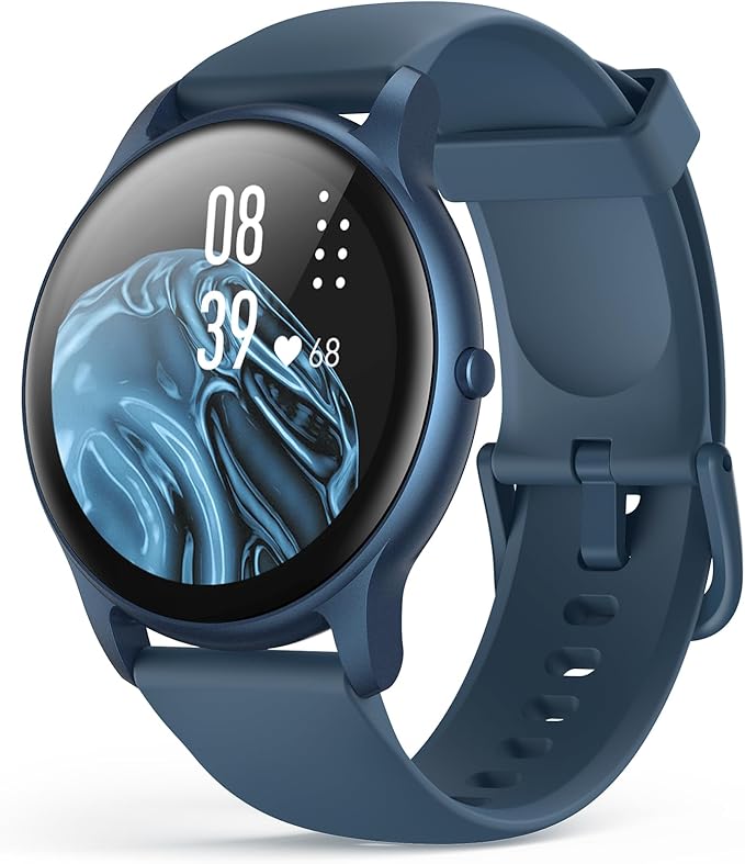 AGPTEK Smart Watch for Women Men, 5ATM Waterproof Smartwatch for Android and iOS Phones, Fitness Tracker Watch with 100+ Sports Modes, Heart Rate Monitor Pedometer Sleep Monitor, Blue