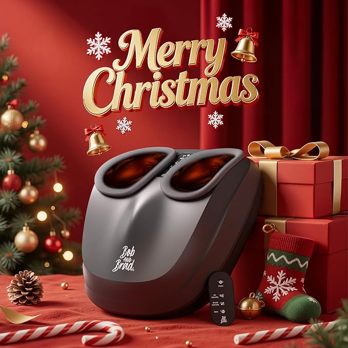 BOB AND BRAD Shiatsu Foot Massager with Heat and Remote, Christmas White Elephant Gifts for Women Mom FSA Eligible HSA Deep Kneading Electric Feet Massager for Plantar Fasciitis, Fits US Size 12