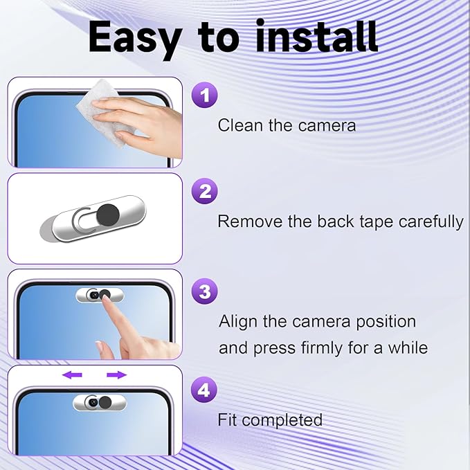 Front Camera Cover,Smartphones Webcam Cover Protect Privacy, Camera Privacy Covers Compatible for Galaxy, Pixel & iPad, Android Privacy Protection Slide, 2 Pack-Black