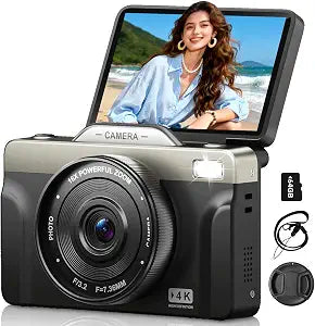 4K Digital Camera for Photography, 64MP Vlogging Travel Camera for YouTube