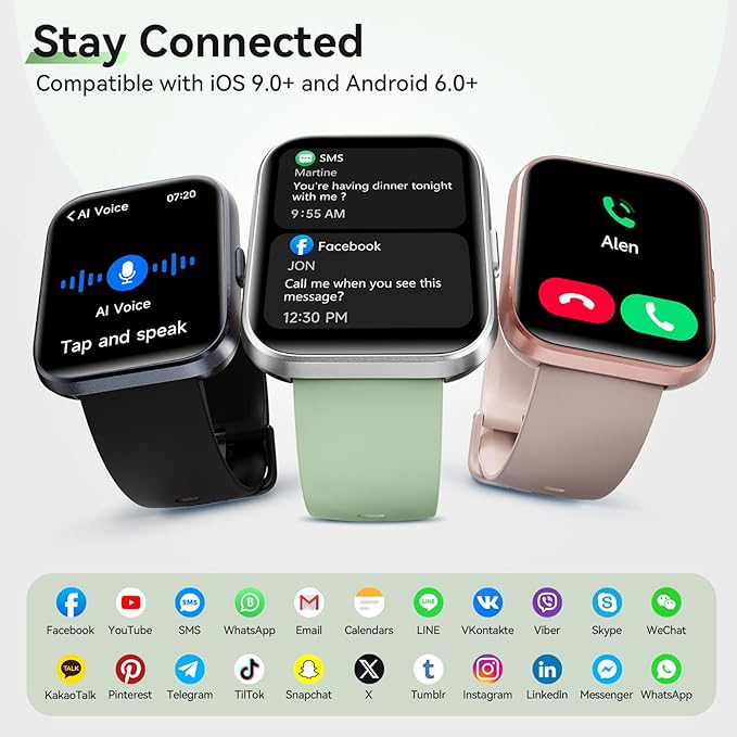 Smart Watches for Women Men (Android/iPhones), 120+ Sport Modes Fitness Tracker Watch with SpO2/Heart Rate Monitor, Steps/Sleep Tracker, 1.85" HD Smart Watch with Bluetooth Calls/Messages