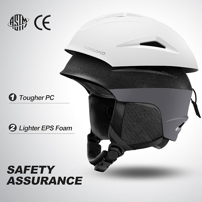Odoland Ski Helmet, Snowboard Helmet with Ski Goggles for Adults and Youth, Audio Compatible, Shockproof, Windproof, Safety Snow Sports Helmet and Protective Glasses for Men Women