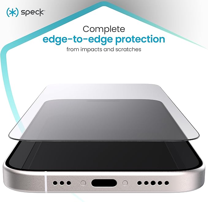 Speck ShieldView iPhone 16 Pro Screen Protector - Ultra-Thin 0.33mm Glass With 9H Coating - Easy Installation Kit Included