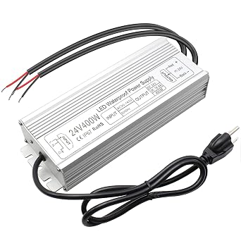 inShareplus 24V 400W LED Power Supply, IP67 Rainproof Waterproof Outdoor Driver,AC 90-140V to DC 24V Low Voltage Transformer, Adapter Converter for LED Light, Computer Project, Outdoor Use
