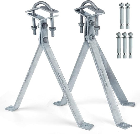 Heavy-Duty Antenna Wall Mount,Windproof Stand Off Wall Mast Mounting Clamps,1 Pair with Expansion Bolts(1 Pair Mount (3-Leg + 2-Leg), 14 Inch)