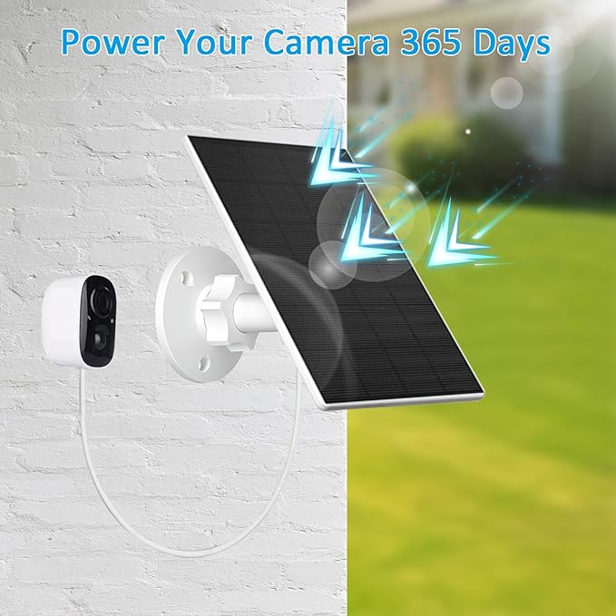 Zivif Solar Panel for Security Camera, 2 Pack 2W Solar Charger with Micro USB & USB-C Port, IP65 Waterproof USB C Solar Panel for Outdoor Rechargeable Battery Cameras, with 360° Adjustable Mount