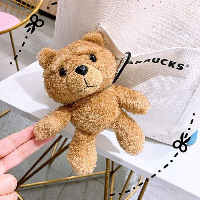 Yatchen Plush Case Compatible with AirPods Pro, Creative Cute 3D Cartoon Fur Bear Design Funny for AirPods Cover Case with Keychain Protective Case for AirPods Pro Bear Khaki