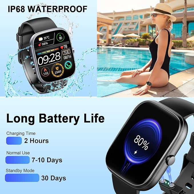 Smart Watch (Answer/Make Calls), 1.91"HD Smartwatch for Men Women Heart Rate/Sleep Monitor/Pedometer, 2026 New Fitness Watch with 113+ Sport Modes, Activity Tracker IP68 Waterproof for Android iOS