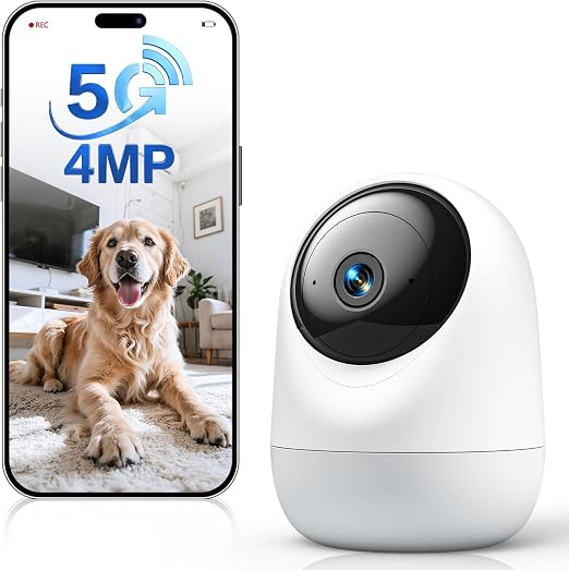 4MP Pet Camera with Phone App, Indoor Camera Plug-in, 5G&2.4GHz