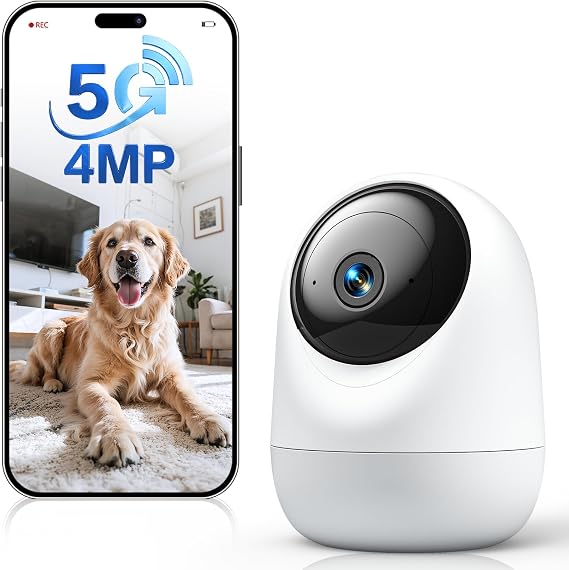 4MP Pet Camera with Phone App, Indoor Camera Plug-in, 5G&2.4GHz
