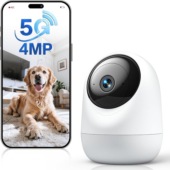 4MP Pet Camera with Phone App, Indoor Camera Plug-in, 5G&2.4GHz