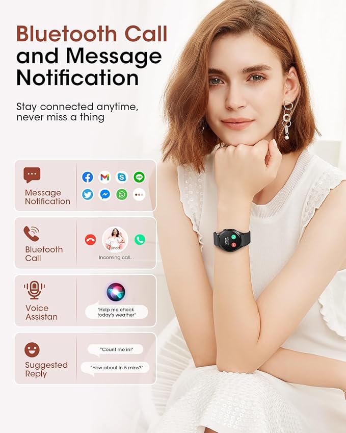 RUXINGX BT5.3 Smart Watch (Make/Answer Calls), 1.26" HD Smart Watches for Men/Women with Heart Rate/SpO2 Monitor, Fitness Watch with Sleep/Health Tracker, Smart Watch for Android and iPhones, Gift