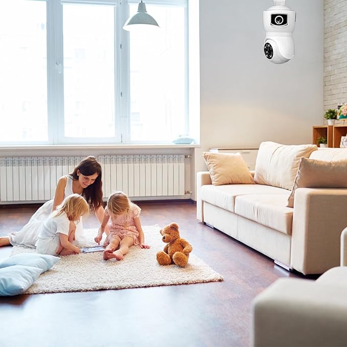 Light Bulb Security Cameras Wireless, 2.4GHz WiFi Light Socket Cam, E27 360° Light Socket Camera for Home Security, Night Vision, 2-Way Talk, Siren Alarm, Motion Detection