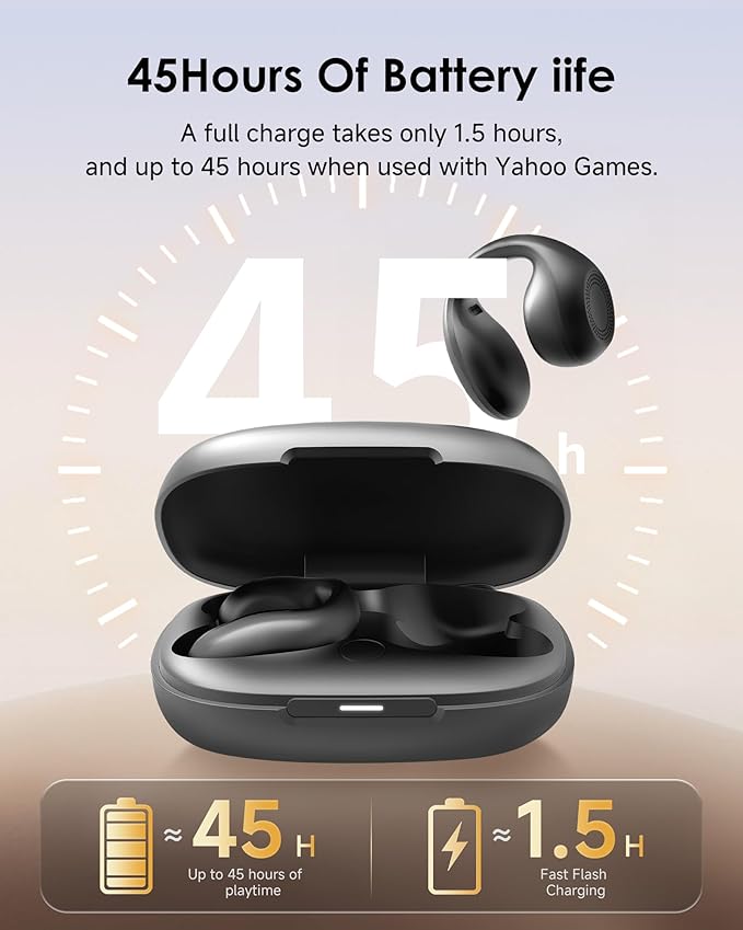 King Lucky Clip-On Earbuds,Comfort Air Cushion Open Ear Earbuds Wireless Bluetooth 5.4 Multipoint, Open Ear Headphones with Mic,Anti-Mistouch,45H Playtime,IP56 Waterproof for Sports,Small Ears&Sleep