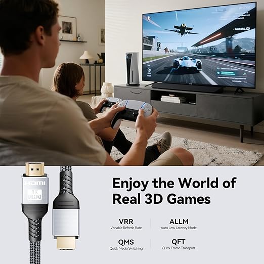 Hdmi Cable - Hdmi 2.1 Cable 6.6FT/2M 4K 8K 48Gbps High Speed Hdmi-Cord Compatible with PS5, Xbox Series X, Apple TV, Fire Stick, Roku TV
