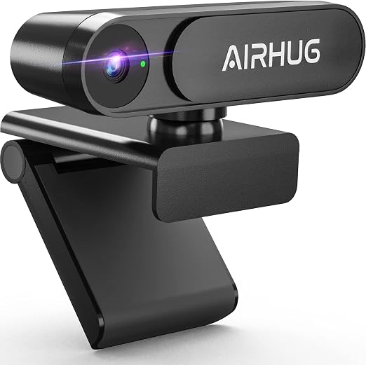 AIRHUG 2K Webcam No Mic with Privacy Cover, USB Camera for Computer