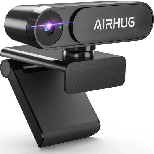 AIRHUG 2K Webcam No Mic with Privacy Cover, USB Camera for Computer