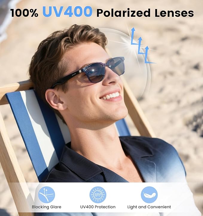 AI Translation Smart Glasses with Chat GPT for Men& Women, Bluetooth 5.4 Sunglasses with Translator 100 Languages& Accents,Multifunctional Outdoor UV Protection Glasses for Travel Trade Business-Gray