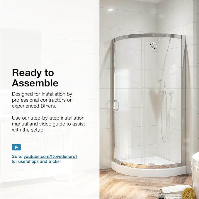 OVE Decors Breeze 36 in. Corner Shower Clear Sliding Door with Base in Chrome Finish