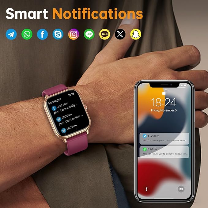 Smart Watch for Men Women, Fitness Tracker (Answer/Make Call), 1000 mAh Battery, 120+ Sport Modes, Step Counter/Sleep Monitor Fitness Watch, Smartwatch for Android/iPhone (Wine Red)