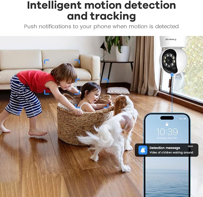 2K+ 360° Indoor Cameras for Home Security/Baby Monitor, Cat/Pet/Dog Camera with Phone app, 2-Way Audio smart Home Security Camera 2.4Ghz Night Vision Works with Alexa, No Monthly Fee