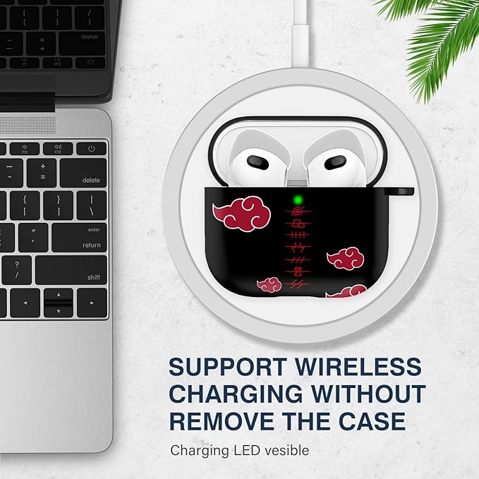 Maxjoy for Airpods 3rd Generation Case, Anime Cartoon Cute Design Series Apple Airpod 3 Cover for for Airpods 3rd Generation 2021, Wireless for Airpods 3 Cases for Men Women, Anime Red Cloud Lanyard